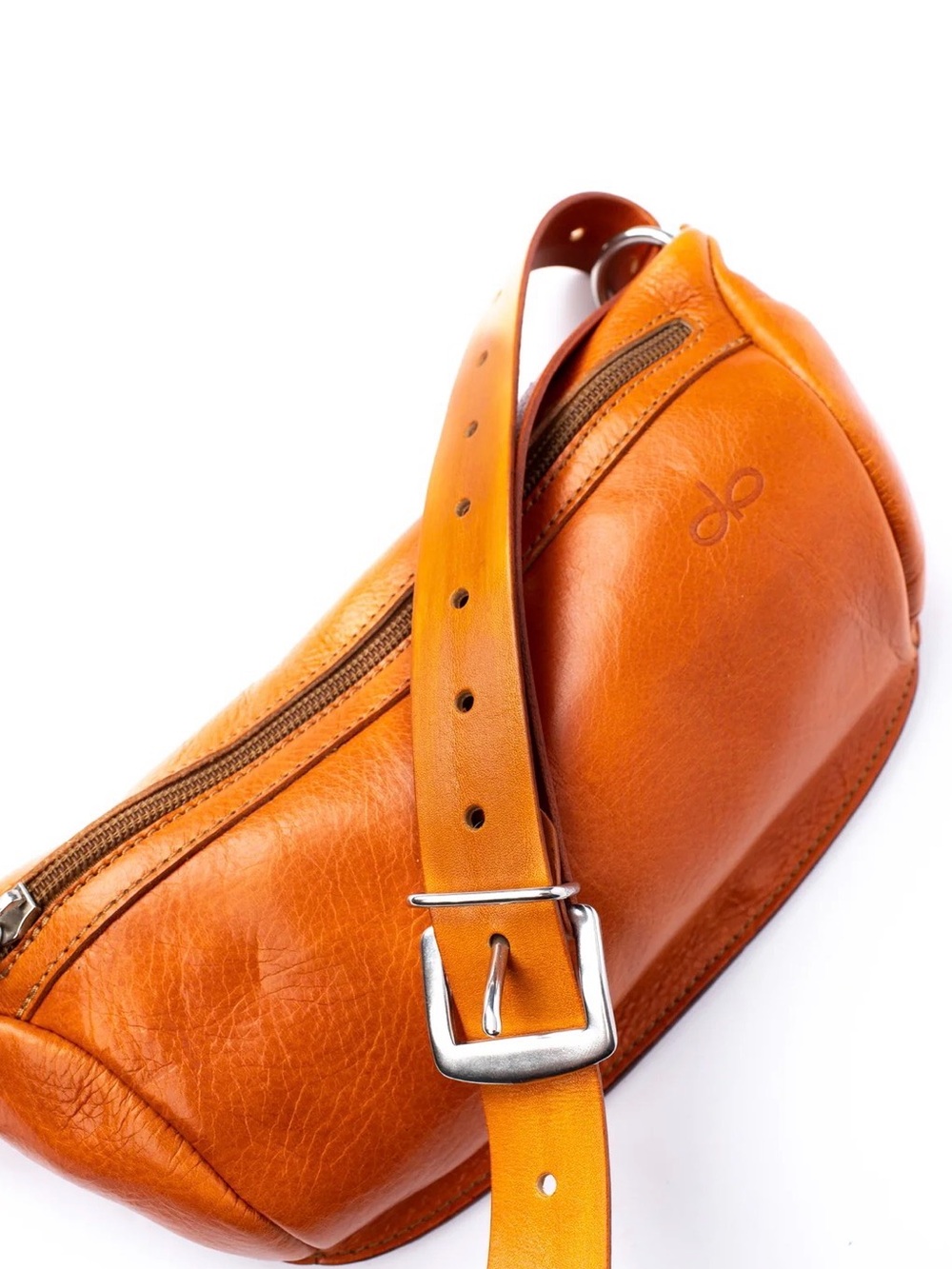 Orange Leather Sling Bag